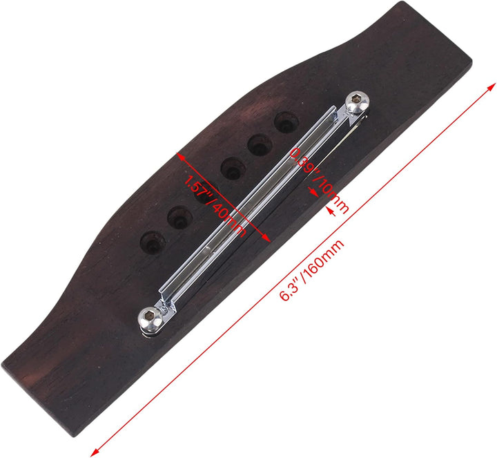 Yibuy Set mit 6 Saiten Akustik Gitarre Palisander Steg & Sattelmuttern & Verstellbarer Schaft