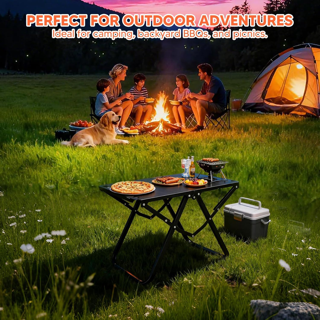 GFTIME Campingtisch Klappbar 60 kg Belastbar, Faltbarer Campingtisch 50 × 38,5cm, Carbonstahl Klappt
