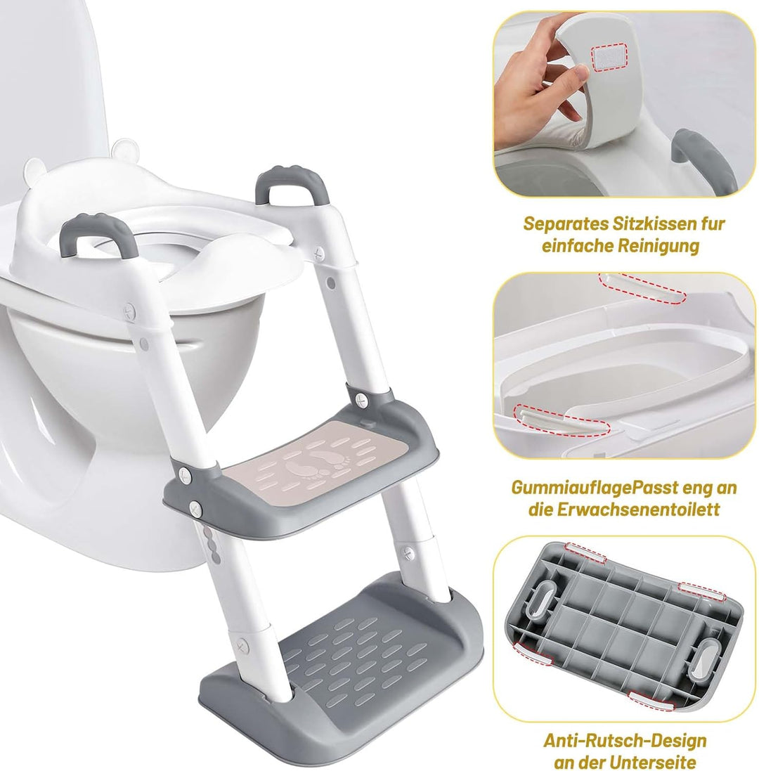 Mkitnvy Toilettensitz Kinder Kinder WC, Toilettensitz Toilettentrainer mit Treppe, Verstellbar Toile