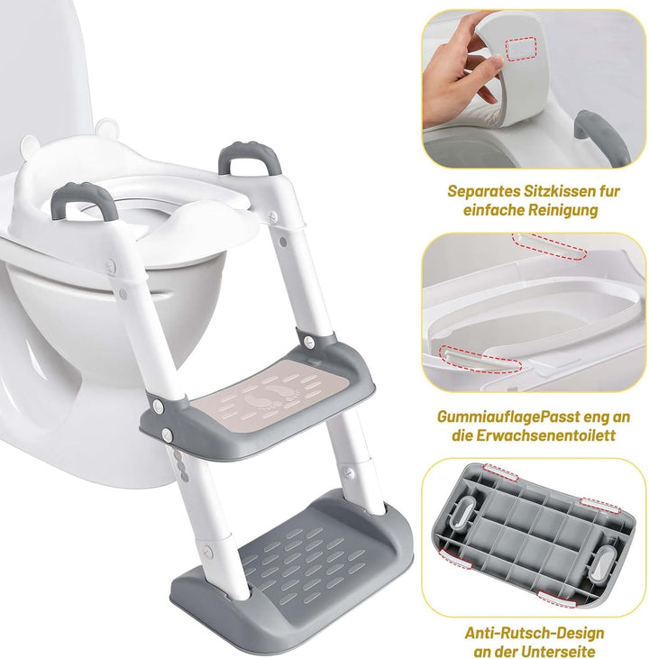 Mkitnvy Toilettensitz Kinder Kinder WC, Toilettensitz Toilettentrainer mit Treppe, Verstellbar Toile