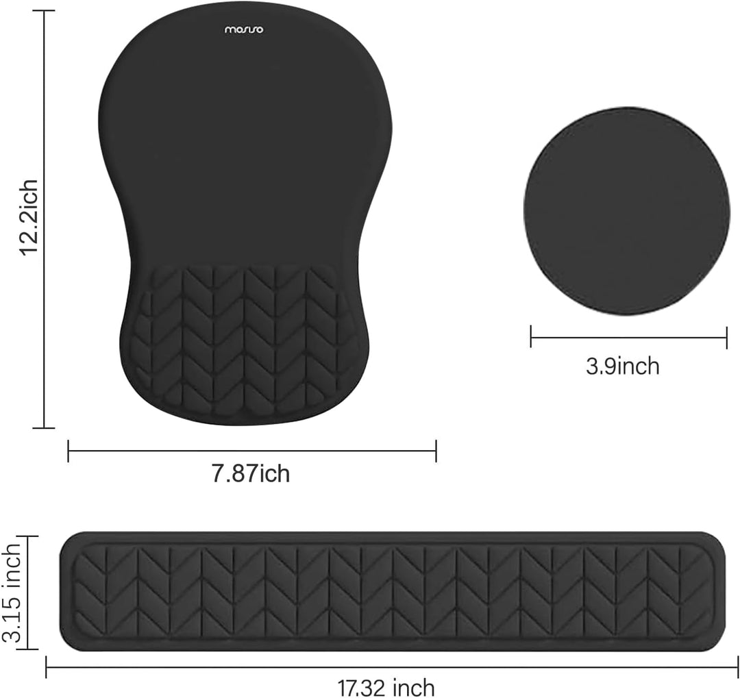 MOSISO Handgelenkstütze für Mauspad&amp;Tastatur Set, Gebogene Ergonomisches Mousepad&amp;Coaster Rutschfest