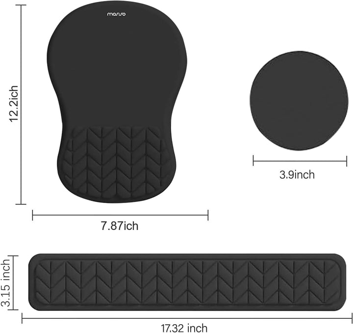 MOSISO Handgelenkstütze für Mauspad&amp;Tastatur Set, Gebogene Ergonomisches Mousepad&amp;Coaster Rutschfest
