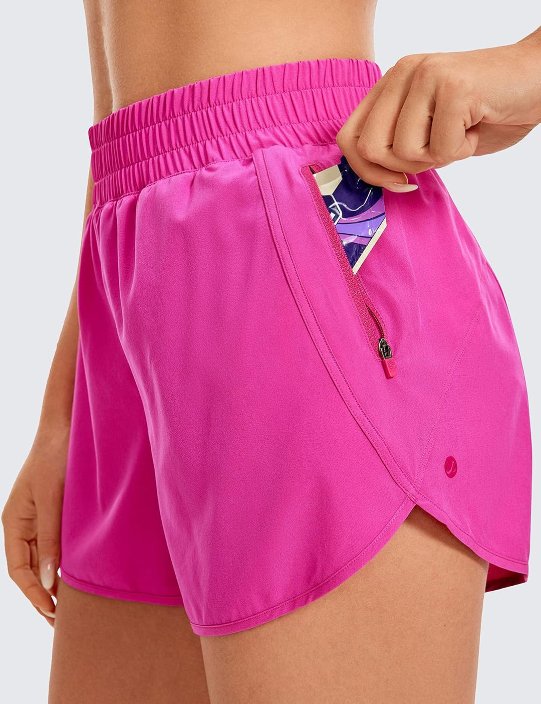 CRZ YOGA Damen Kurz Sporthose Laufhose High Waist Fitness Sport Shorts Kurze Hose mit Reissverschlus