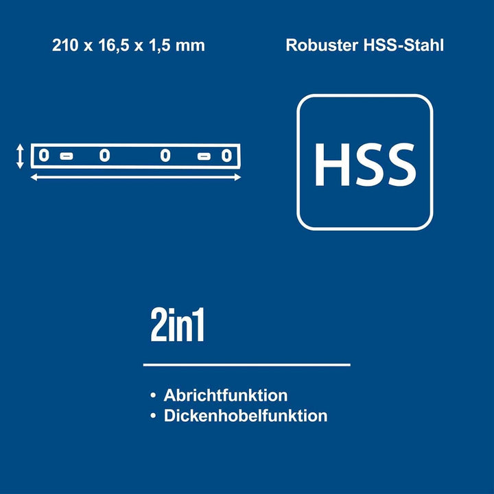 Scheppach HSS-Hobelmesser-Satz | 210 x 16,5 x 1.5/2 Stück/passend für Hobelmaschine HMS850