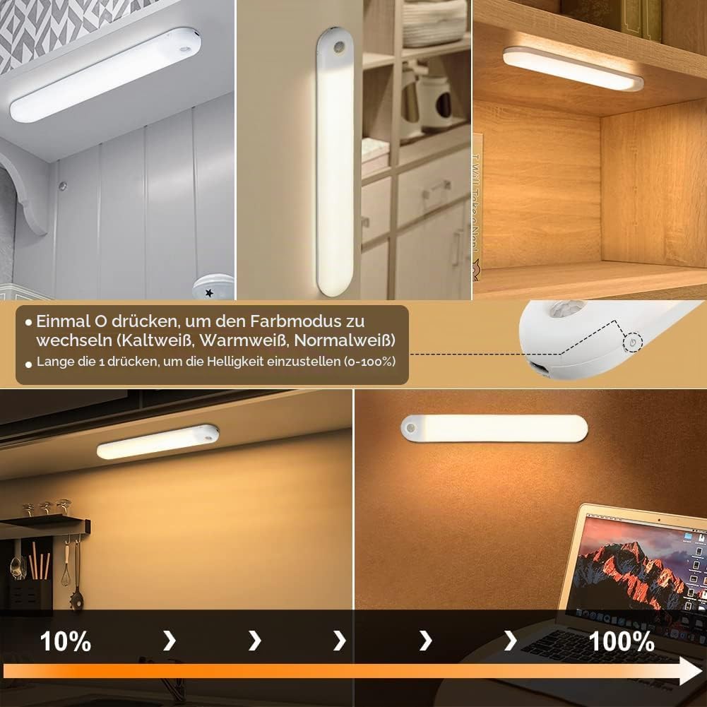 Vicloon LED Schrankbeleuchtung,3PCS LED Sensor Licht Schrankleuchten, 5 Farbe LED Sensor Licht mit B