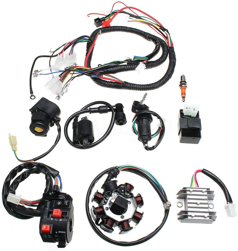 Riloer ATV QUAD 150/200/250CC Elektrischer Kabelbaum CDI-Stator-Kit Komplettes Fahrzeugleitungsspule