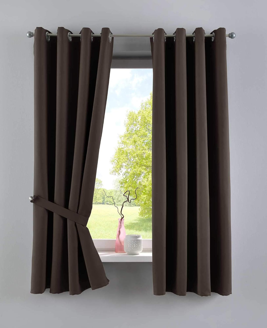 Gardinenbox Vorhänge Blickdicht »Newyork« Braun HxB 245x140 cm 2er-Pack Thermo-Gardinen Verdunkelung