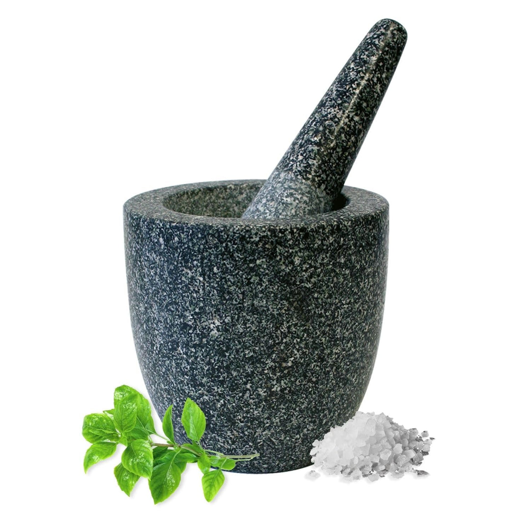 JADE TEMPLE Steinmörser mit Stössel im Set, effektives und einfaches mörsern, aus massivem Granit mi