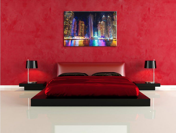 Pixxprint Dubai Burj al Arab / 100x70cm Leinwandbild bespannt auf Holzrahmen/Wandbild Kunstdruck Dek