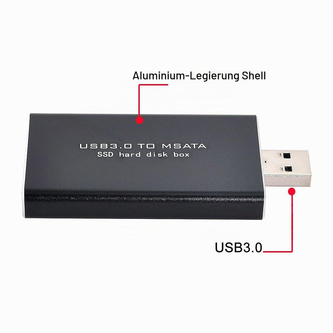 Cablecc Mini-PCI-E mSATA auf USB 3.0 Externe SSD PCBA-Konverter/Adapterkarte mit Gehäuse MSATA TO US