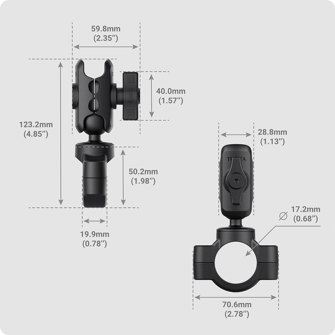 TUSITA Motorrad Lenkerhalterung - Kleine Basis mit Doppeltem Sockelarm Kurz - 1" B Grösse Short Arm,