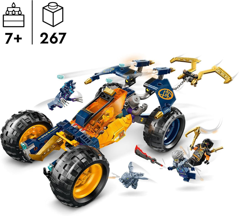 LEGO NINJAGO Arins Ninja-Geländebuggy, Ninja-Spielzeug mit Auto, Drache und 4 Mini-Figuren, Abenteue