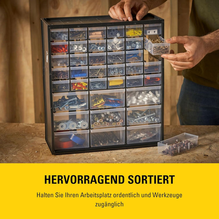 Stanley Aufbewahrungsbox (mit 39 Schubfächern, Masse 36.5 x 43.5 x 15.5 cm, geeignet für Wandmontage