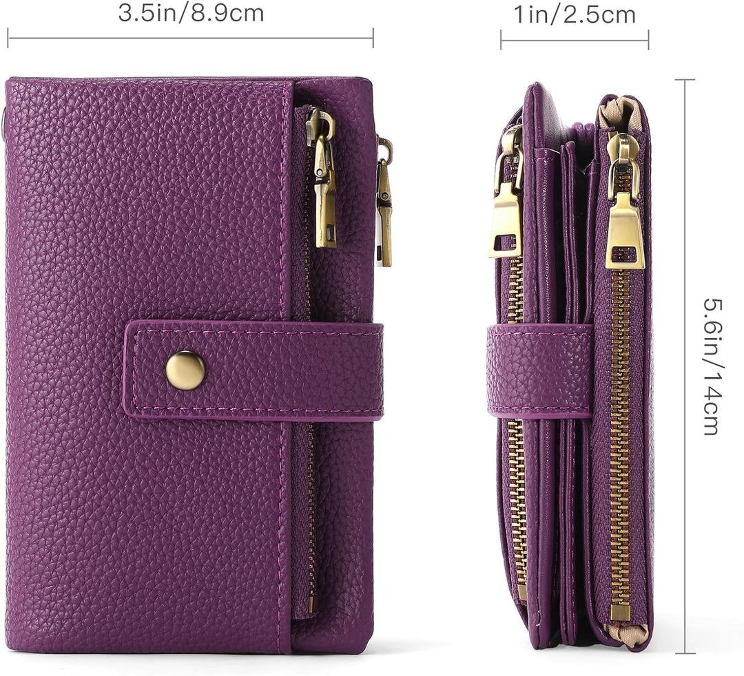 SENDEFN Geldbörsen für Damen Mittelgrosse, Dreifach Faltbare Portemonnaie Damen aus Leder, RFID-bloc