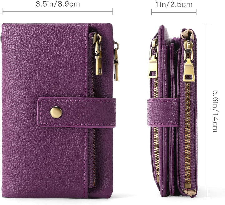 SENDEFN Geldbörsen für Damen Mittelgrosse, Dreifach Faltbare Portemonnaie Damen aus Leder, RFID-bloc