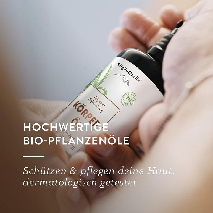 AllgäuQuelle® BIO Körperöl Set STREICHEL EINHEITEN | Geschenkset Naturkosmetik | 2 x 100 ml Bio Körp