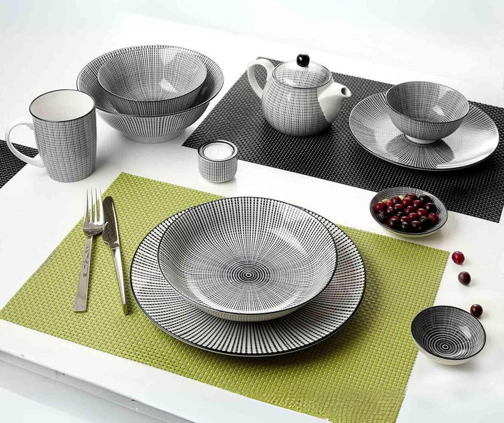 Ritzenhoff & Breker Takeo Stripes Suppenteller 6er Set, 20 cm, Tiefe Teller mit vollflächigem Dekor,