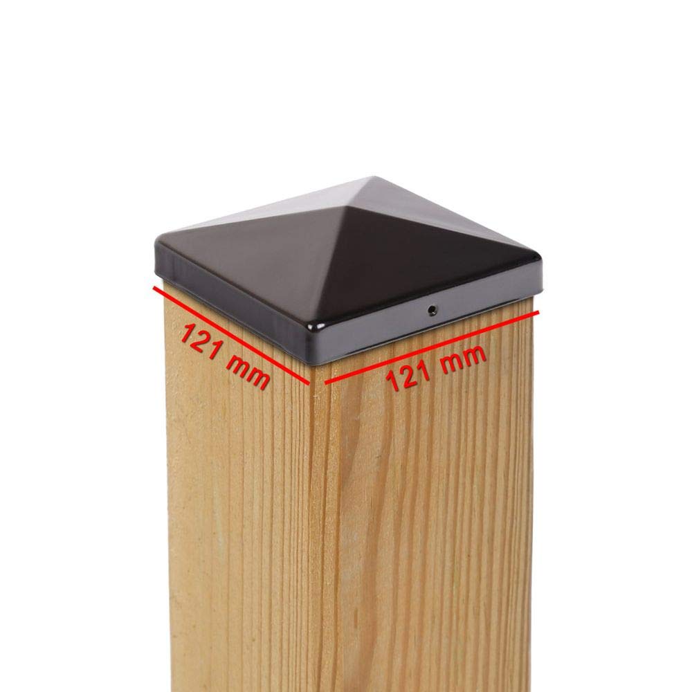 9x PFOSTENKAPPE PYRAMIDE STAHL SCHWARZ PULVERBESCHICHTET 121 x 121 MM 9 121 x 121 mm, 9 121 x 121 mm