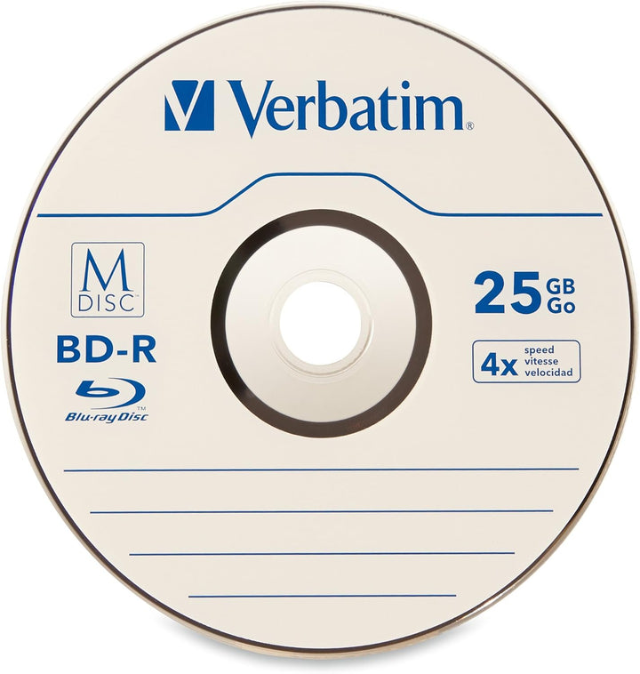 Verbatim 98809 M-DISC BD-R 25GB/1-4x, 25-Disc Cakebox 25-Disc BD-R 25GB