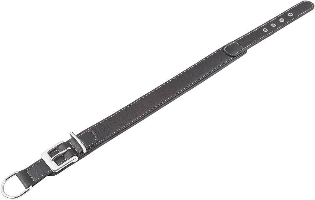 Knuffelwuff 13991-006 Weiches Lederhalsband Hund Hundehalsband Glendale 38-45cm, schwarz Schwarz Hal