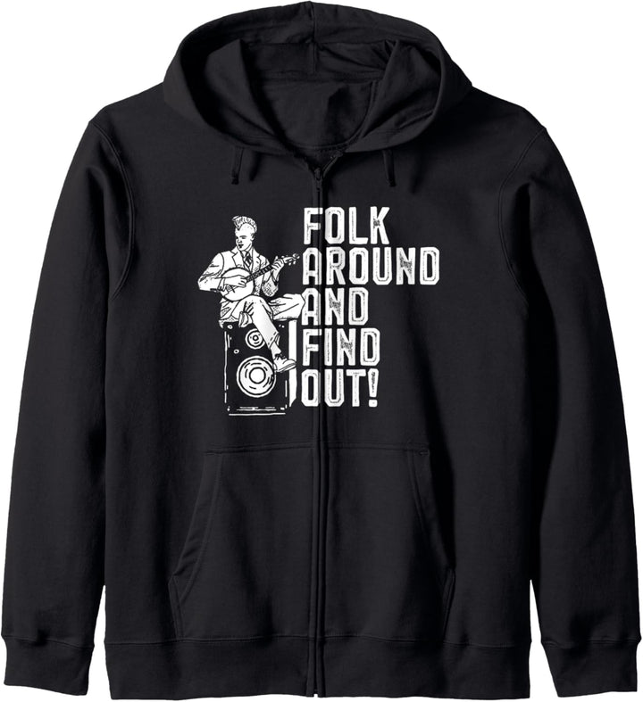 Folk Around and Find Out Funny Bluegrass Punk Banjo Graphic Kapuzenjacke
