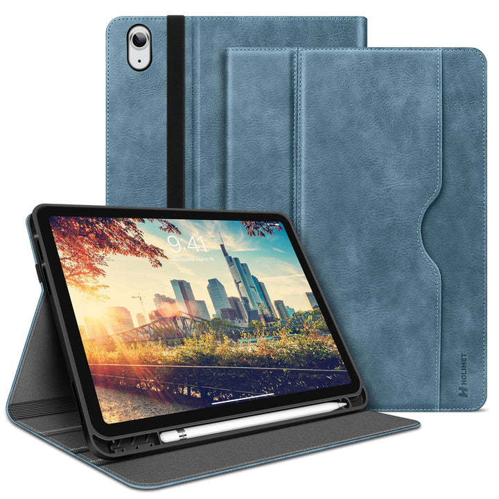 HOLIMET Hülle für iPad 10 Generation 2022 mit Stifthalter, iPad 10 Gen 2022 PU Leder Case TPU Rückse