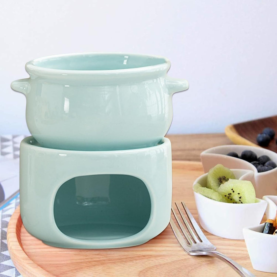 Schokoladen Fondue Becher,Keramischer Hitzebeständiger Wärmetopf | Fondue Becher Set Inklusive Gabel