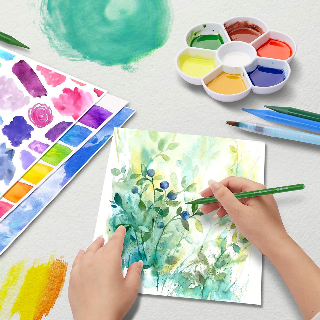 ESENG® Premium Aquarellpapier DIN A4-40x Blätte - 300GSM - Weiss, Aquarellblock, Malblock Papier für