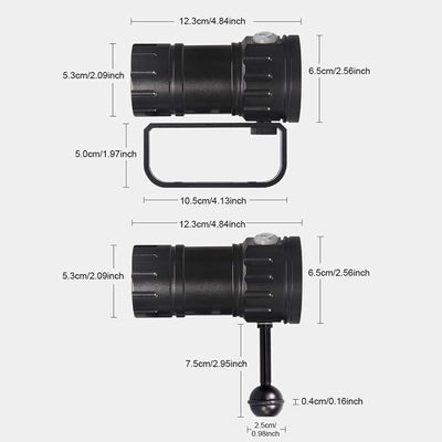 Tauchlicht, IPX8 wasserdicht, 18000 lm, 500 m, helle Perlen, Unterwasser-Taschenlampe, bis 80 m wass