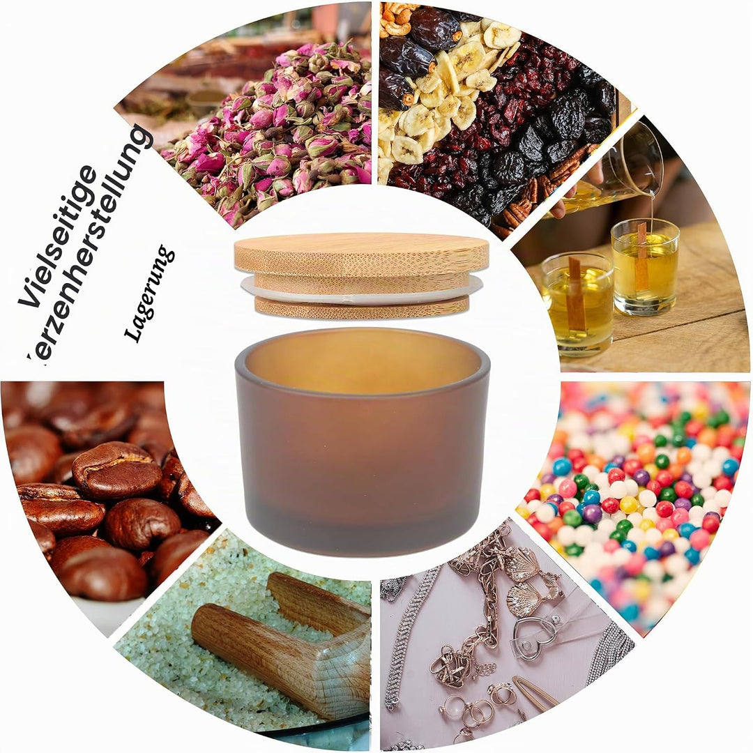 MILIVIXAY 20 Stück 118 ml Milchglas-Kerzengläser mit Deckel und Kerzenherstellungs-Kits – grosse bre
