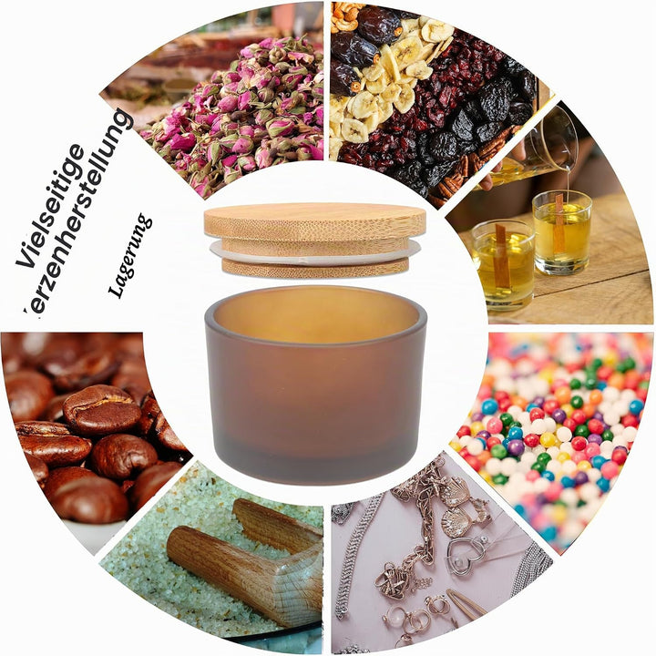 MILIVIXAY 20 Stück 118 ml Milchglas-Kerzengläser mit Deckel und Kerzenherstellungs-Kits – grosse bre