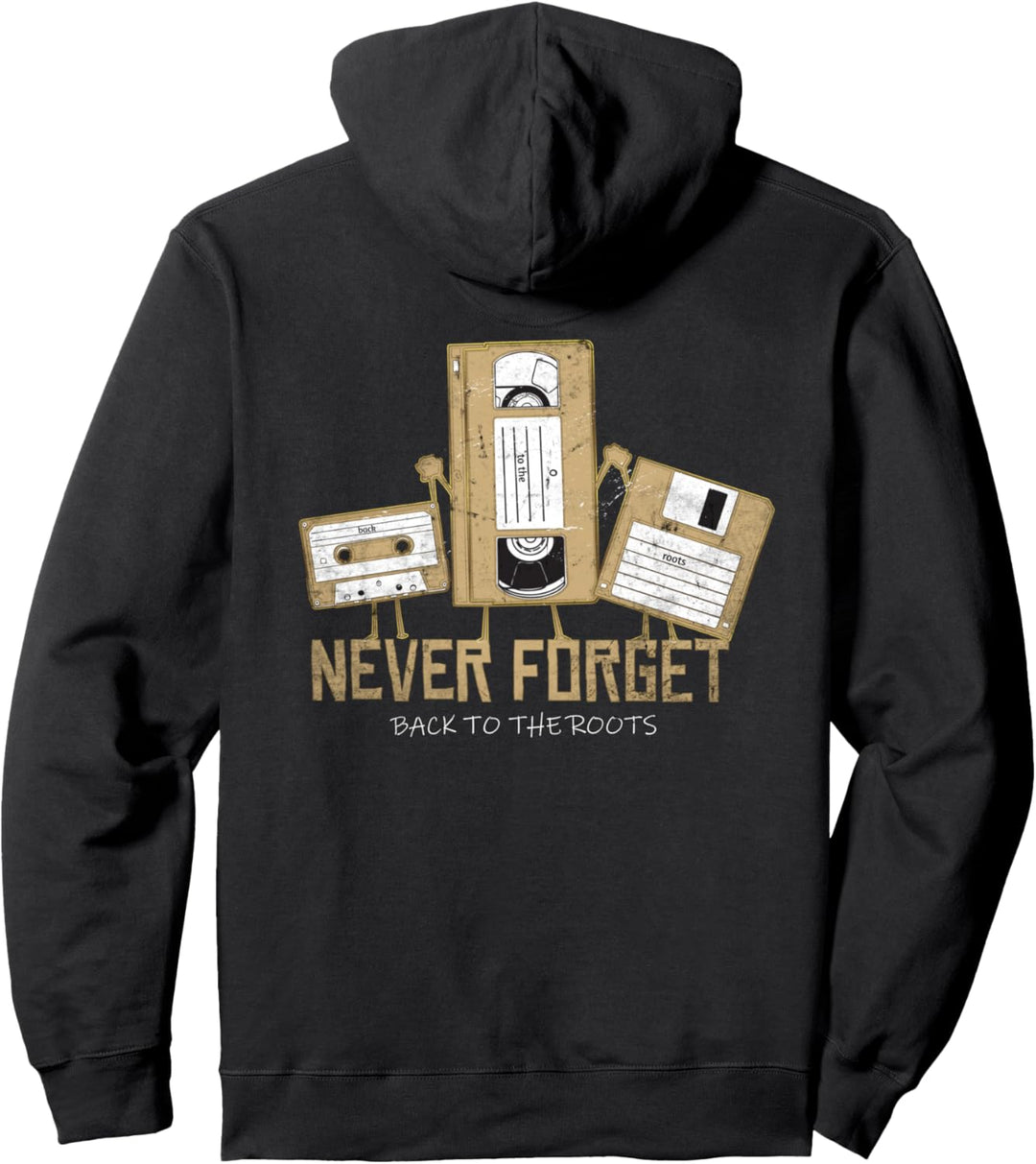 DDR Sprüche Niemals Vergessen Kassette Disk VHS Tape Musik Pullover Hoodie