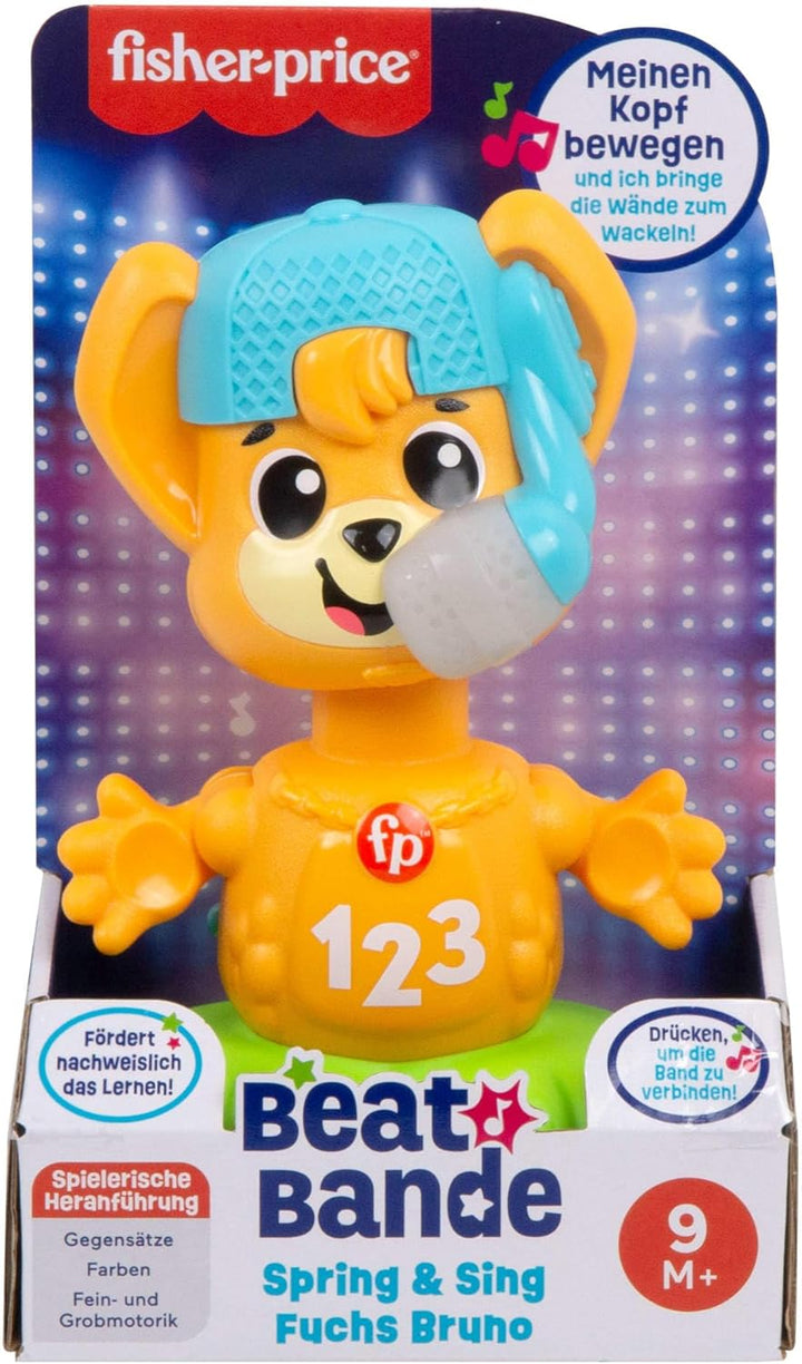 Fisher-Price Lernspielzeug für Babys und Kleinkinder, Beat Bande Spring & Sing Fuchs Bruno mit Geräu