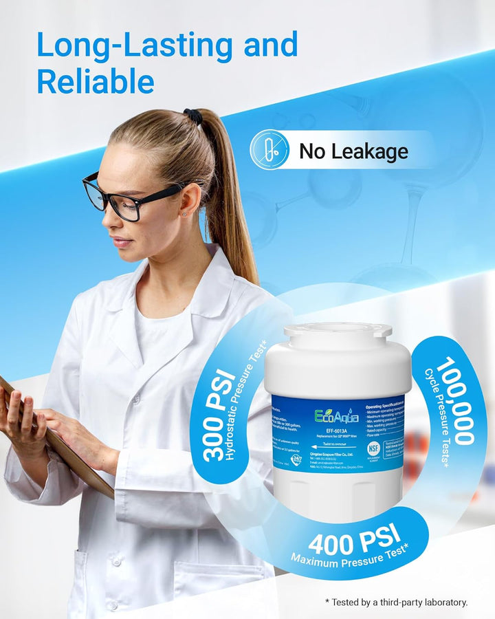 EcoAqua EFF-6013A Kühlschrankwasserfilter Kompatibel mit GE SmartWater MWF, MWFA, MWFA, MWFAP, MWFDS
