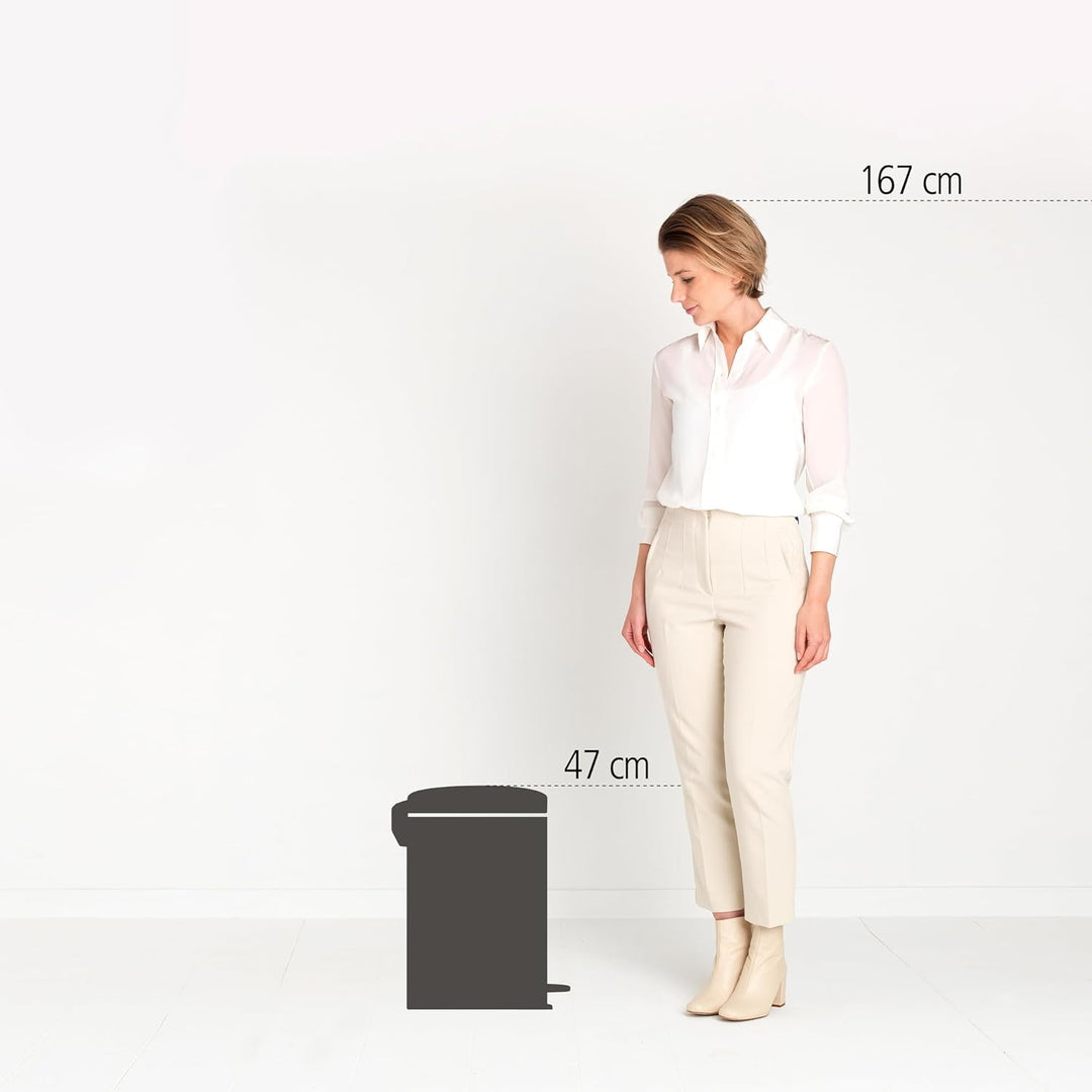 Brabantia Treteimer mit Inneneimer aus Kunststoff, Stahl, Braun, Weiss, 20L