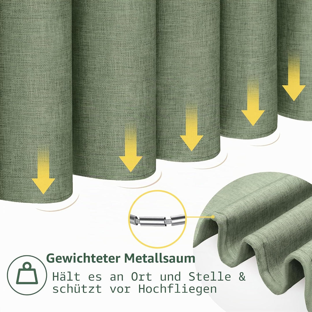 VANZAVANZU Duschvorhang Schmaler Leinen 92 x 182 cm mit Metall Duschvorhangringe Schwerer Stoff Text