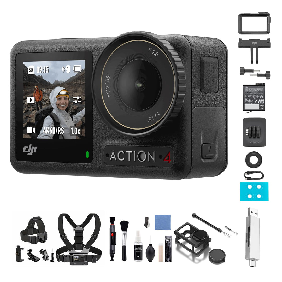 DJI Osmo Action 4 Standard-Combo – 4K/120fps wasserdichte Action-Kamera mit einem 1/1,3-Zoll-Sensor,