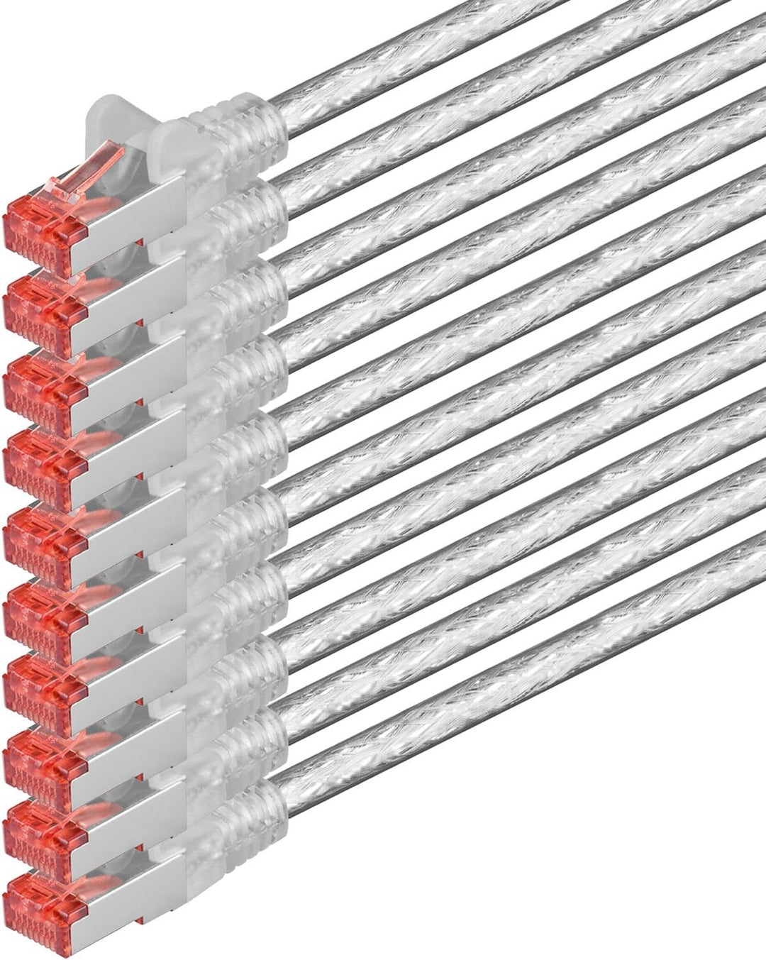 1aTTack.de 10x 3m - Cat 6 Netzwerk-Kabel Patch-Kabel Cat6 RJ45 SFTP - transparent