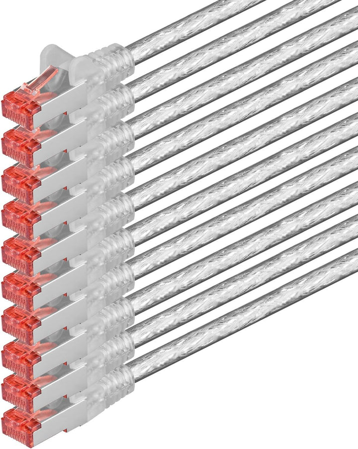 1aTTack.de 10x 3m - Cat 6 Netzwerk-Kabel Patch-Kabel Cat6 RJ45 SFTP - transparent