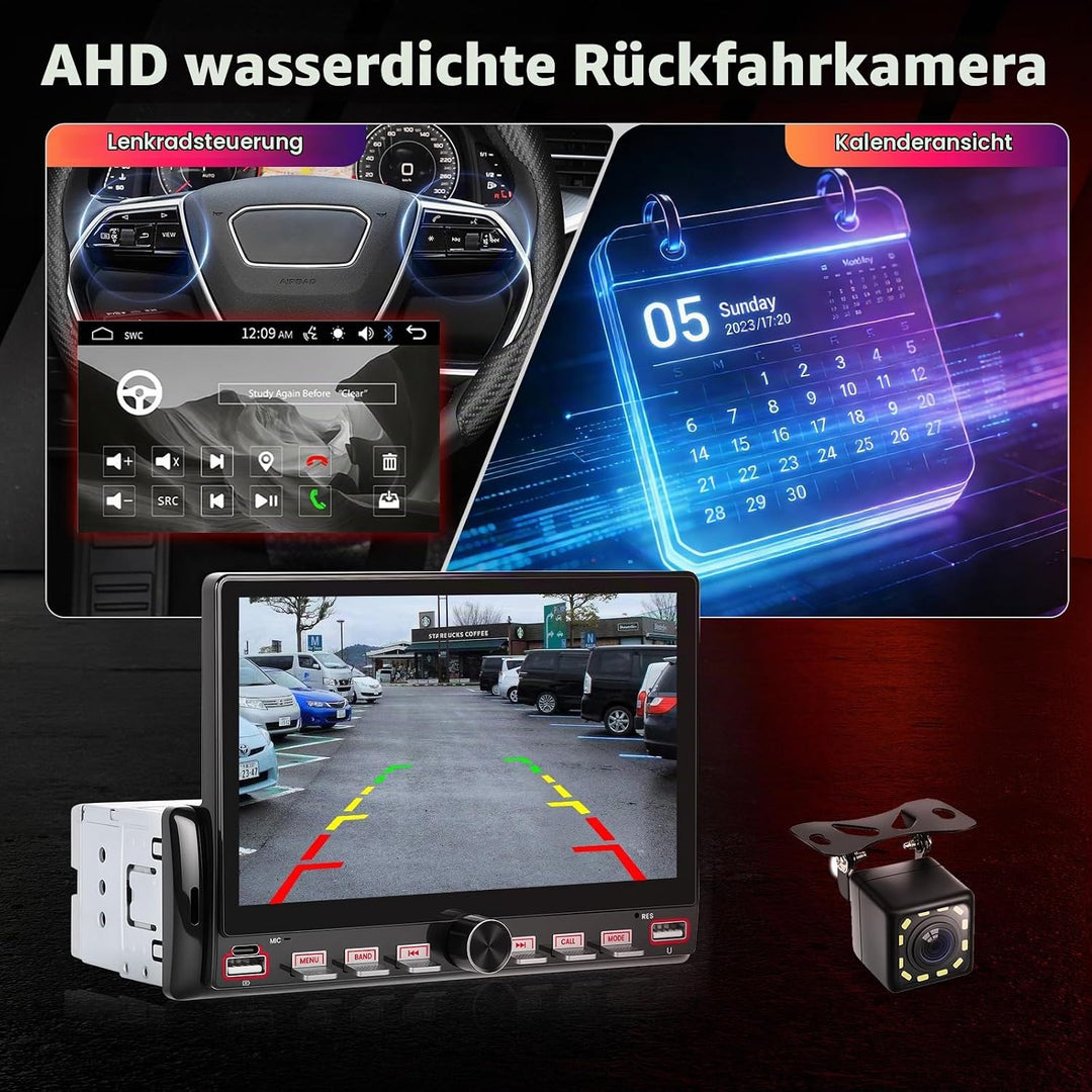 Hodozzy Autoradio 1 Din mit Bluetooth Bildschirm, 7 Zoll Touchscreen 1 Din MP5 Player mit Airplay, F