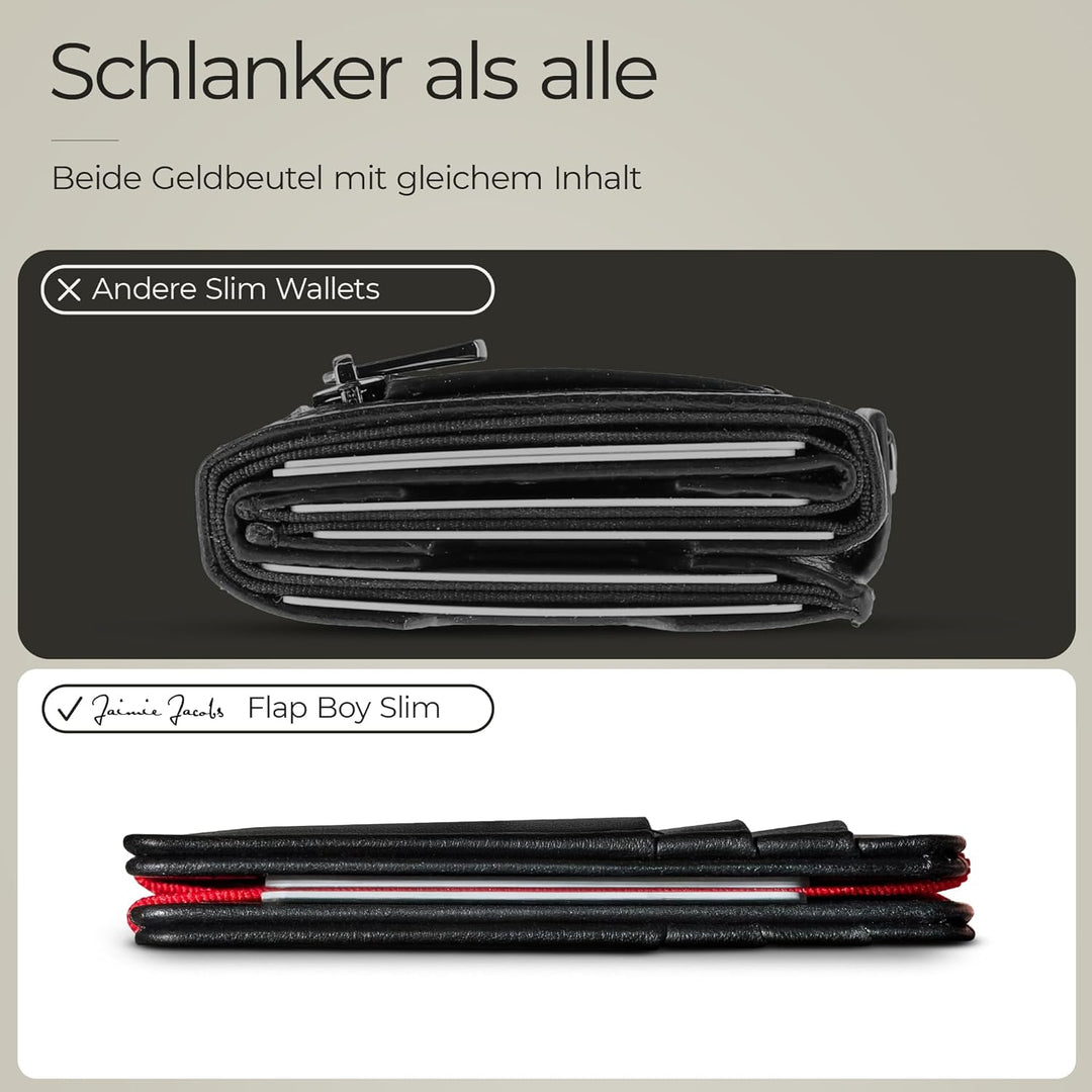 Jaimie Jacobs Flap Boy Slim - Das Original - Magic Wallet ohne Münzfach integrierter RFID Schutz Mag