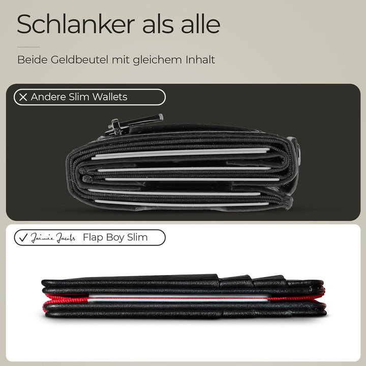 Jaimie Jacobs Flap Boy Slim - Das Original - Magic Wallet ohne Münzfach integrierter RFID Schutz Mag