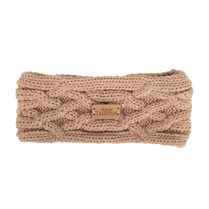Aran Cable Knitted Headband blush, blush