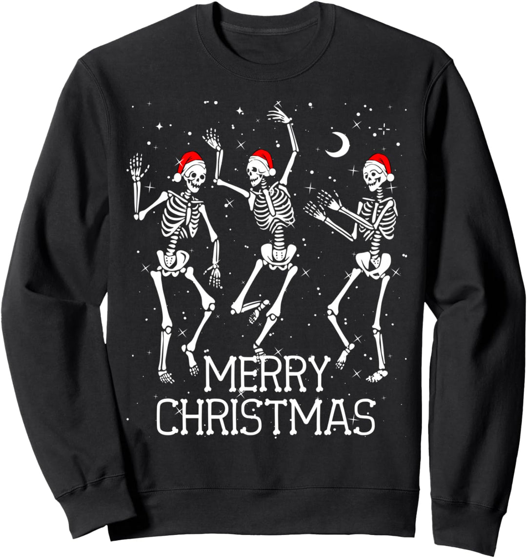 Skeletons Dancing with Xmas Hats - Merry Christmas Skelett Sweatshirt