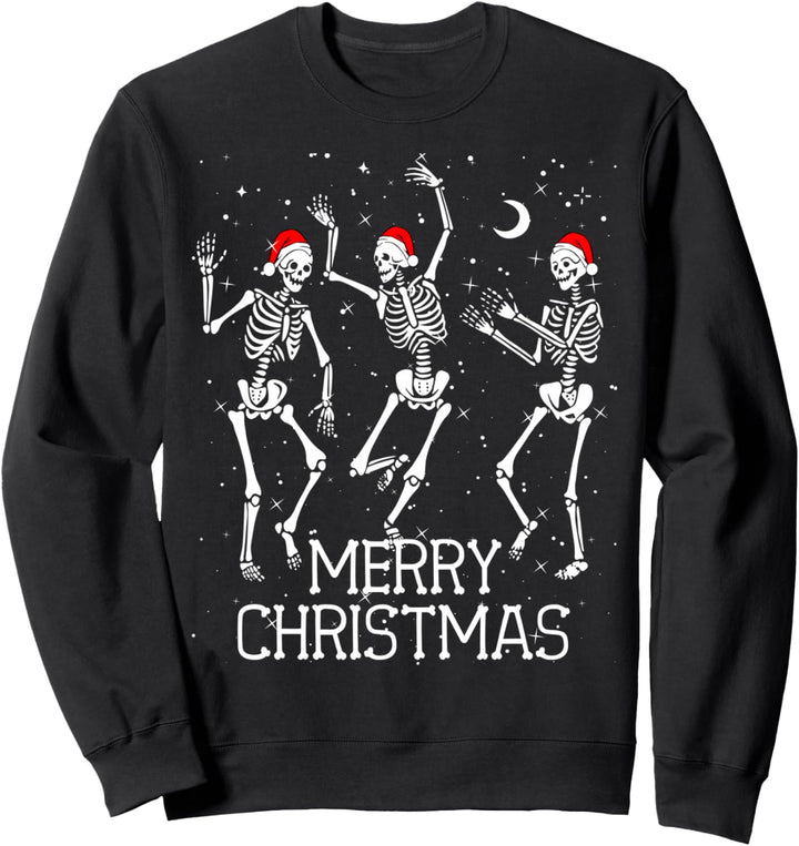 Skeletons Dancing with Xmas Hats - Merry Christmas Skelett Sweatshirt