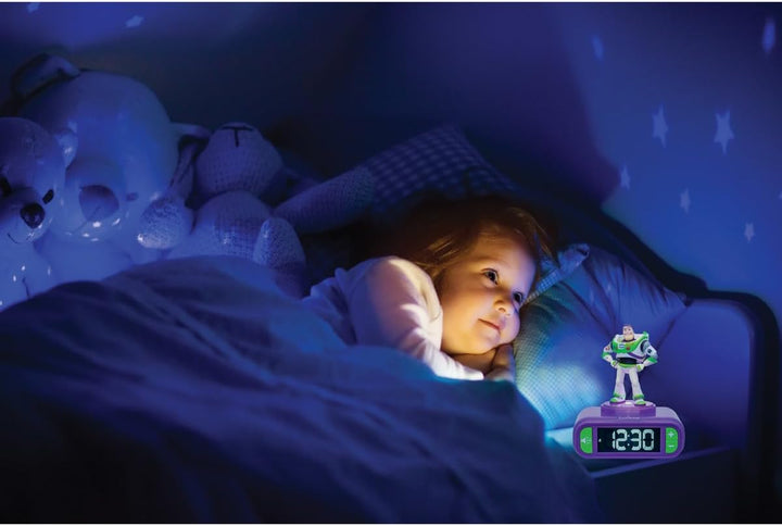 Lexibook, Disney Toy Story Buzz Lightyear, Digitaler Wecker, 3D-Nachtlicht-Figur, Soundeffekte, Hint