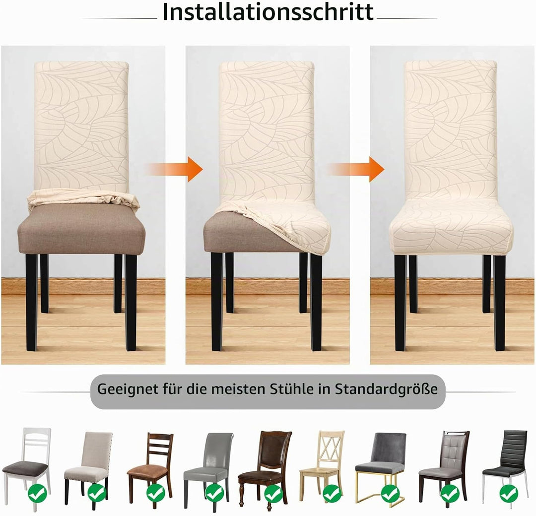 YISUN Stuhlhussen 6er Set Universal Stuhlhusse Stretch Jacquard Blätter Stuhlhussen, Hussen für Stüh
