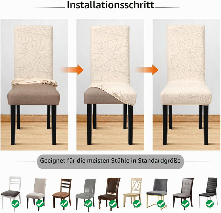 YISUN Stuhlhussen 6er Set Universal Stuhlhusse Stretch Jacquard Blätter Stuhlhussen, Hussen für Stüh
