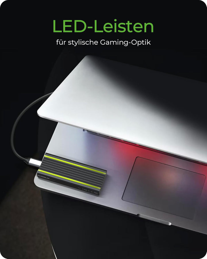 ICY BOX SSD M.2 NVMe Gehäuse mit RGB LED Beleuchtung, USB 3.1 (Gen2, 10 Gbit/s), Kühlsystem, USB-C,