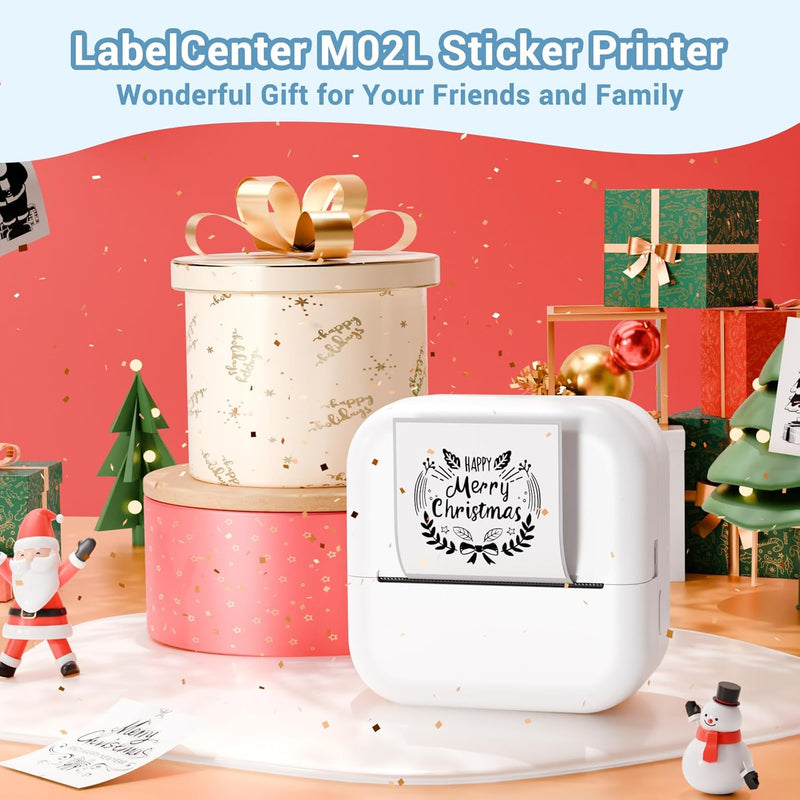 LabelCenter Sticker Drucker Mini Drucker für Smartphone Mini Sticker Drucker M02L,Sticker Drucker Mi